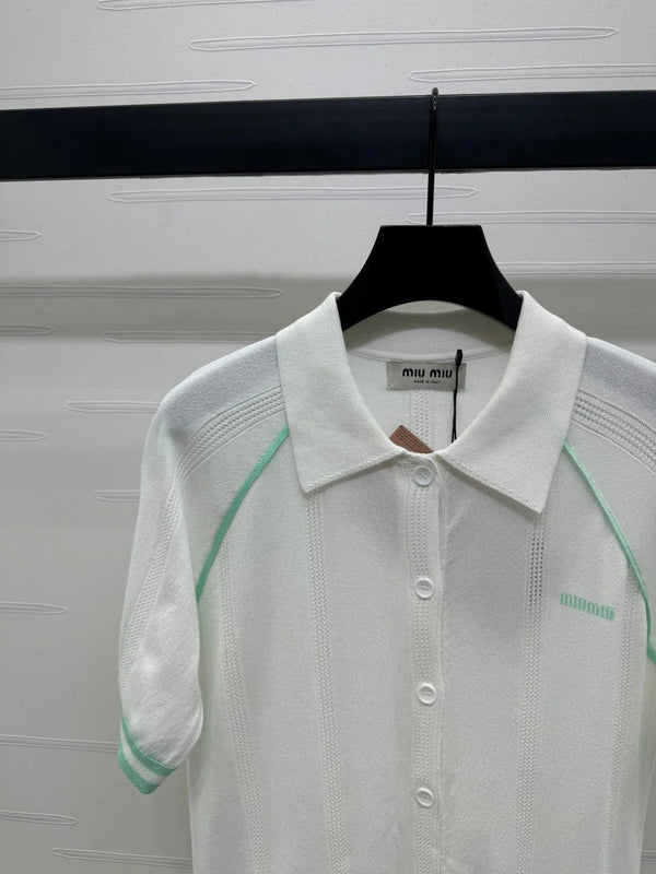 MIU 25S MAGLIA RAGLAN A RIGHE CON SCOLLO ROTONDO E MANICHE CORTE 264108