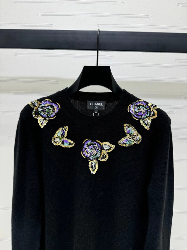 CHANEL SEQUIN CAMELLIA PULLOVER 274882