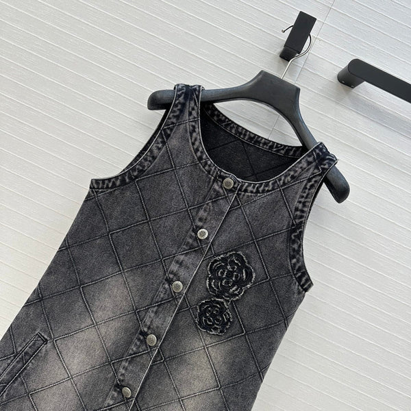 CHANEL DENIM VEST DRESS WITH DIAMOND PATTERN 276108