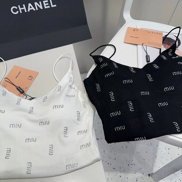 TOP CAMI 640627 IN MAGLIA DI COTONE A COSTINE NERO