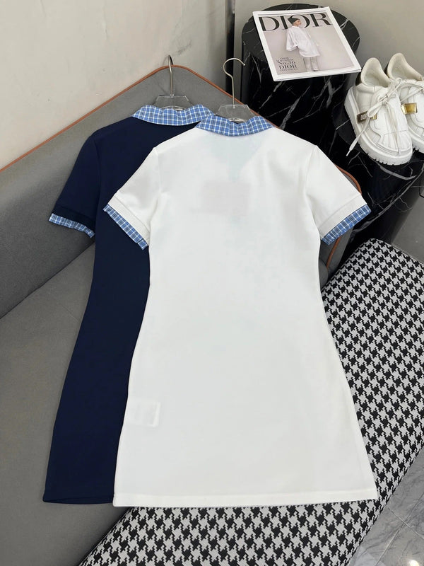 POLO SHIFT DRESS PLAID DESIGN PIQUÉ COTTON 266701