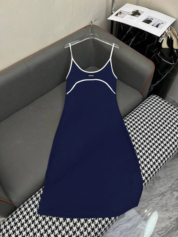 MIUMIU COTTON SPAGHETTI STRAP DRESS 269083