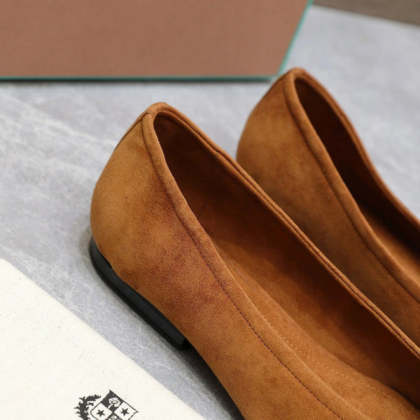 Classic Ballet Shoes In Bronze Brown Suede