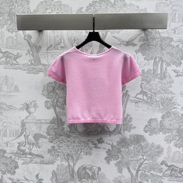 CHANEL SHORT SLEEVE CREW NECK KNIT TOP 263667