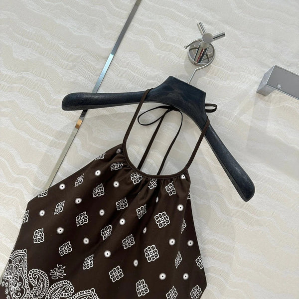 MIUMIU EARTH BROWN STRAPPY BACK TOP