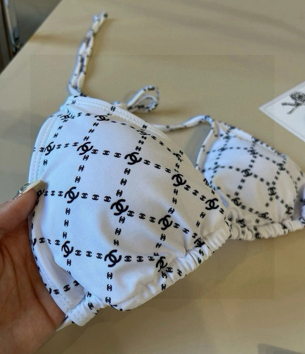 CC BIKINI SWIMSUIT SET IN BLACK AND WHITE PLAID 629231