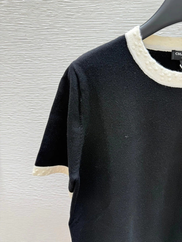 CC SHORT-SLEEVE CREW NECK KNIT TOP 267987