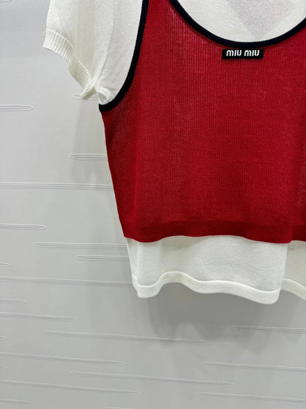 MIU 25S TOP IN MAGLIA 2 PEZZI CON SPALLINE 264130