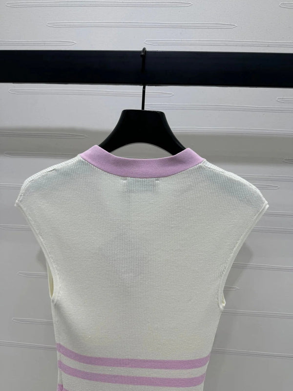 MIU 25S ICE STRIPE KNIT VEST 264116