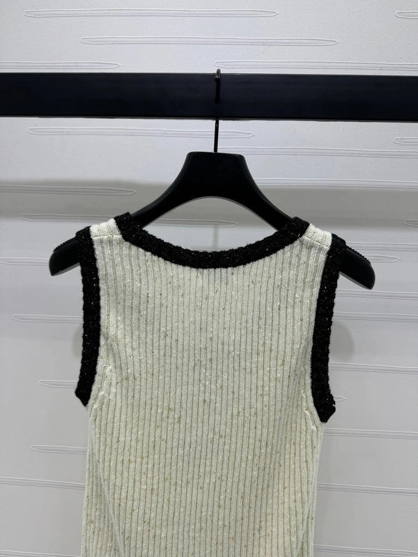 CHANEL ROUND-NECK SEQUIN KNIT VEST 274864