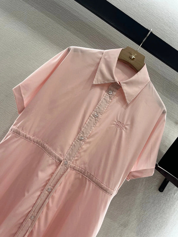 MIUMIU LIGHT PINK DRESS WITH DRAWSTRING WAIST