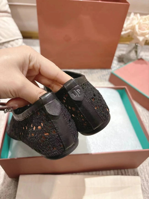 FLAT SHOES 25 IN BLACK MESH FABRIC