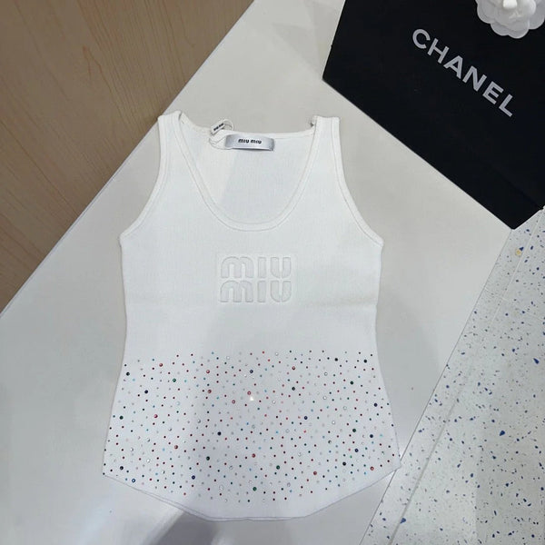 CANOTTA 640624 IN COTONE BIANCO MULTICOLOR CRISTALLO