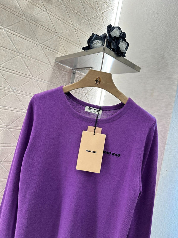 MIU 25S TEXT LOGO KNIT TOP 265531