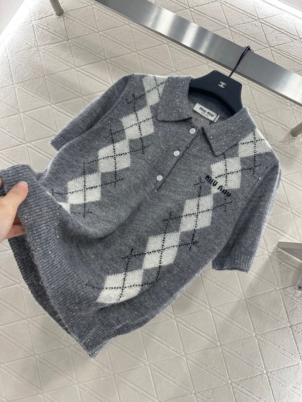 MIUMIU SHORT-SLEEVE KNIT TOP STYLE 23