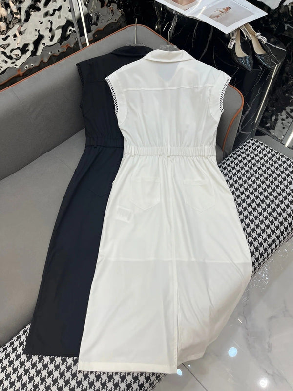 SLEEVELESS SHIRT DRESS – LONG LENGTH