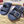 SANDALS IN NAVY BLUE SUEDE EMBOSSED LOGO SILVER HARDWARE