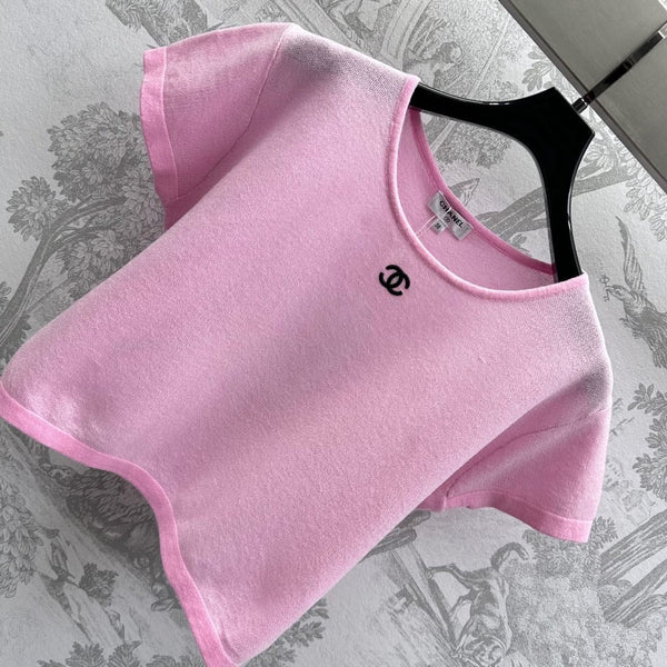 CHANEL SHORT SLEEVE CREW NECK KNIT TOP 263667