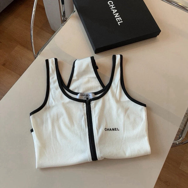 CC BIKINI SWIMSUIT SET IN WHITE AND BLACK TRIM 625974