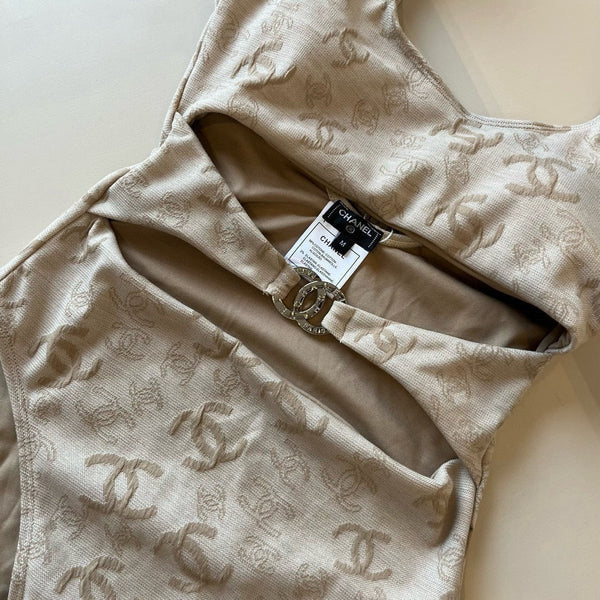 SWIMSUIT IN NUDE EMBROIDERED LOGO 626005