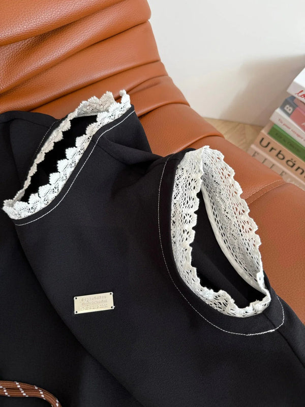 LACE-EMBROIDERED 25S BROAD-SHOULDER DRESS 265767