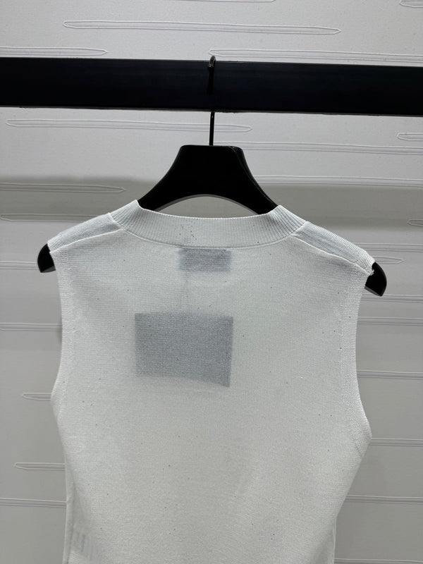 PRADA SEQUIN-EMBELLISHED V-NECK KNIT TANK BLAZER 274810