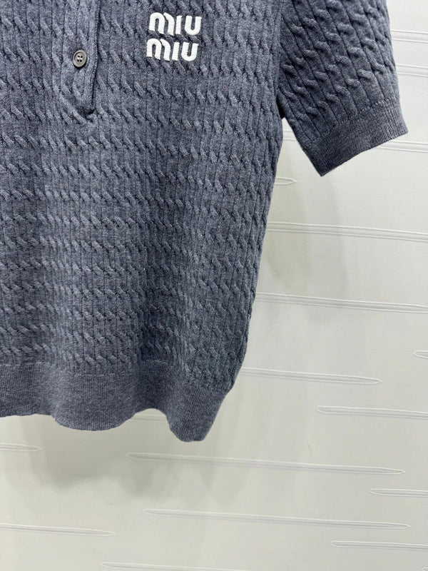 MIUMIU KNITTED POLO SHIRT WHITE 274839