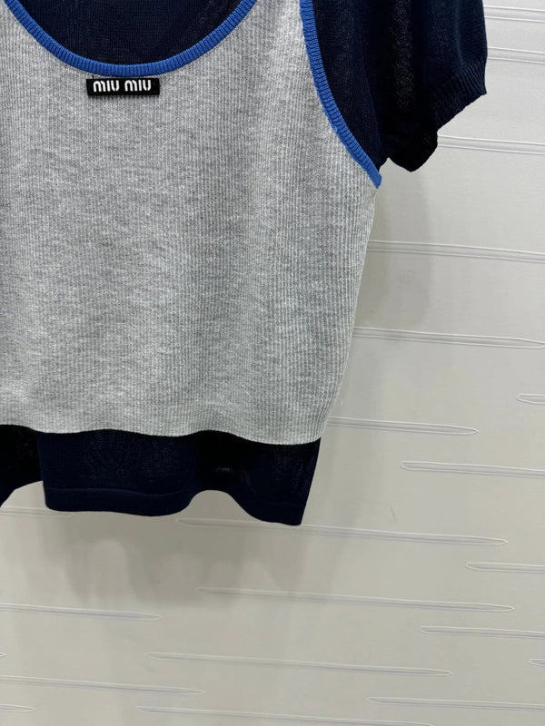 MIU 25S 2 PIECE KNITTED TOP WITH STRAPS 264131