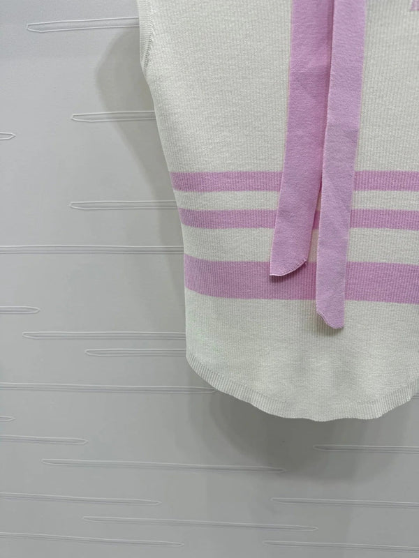 MIU 25S ICE STRIPE KNIT VEST 264116