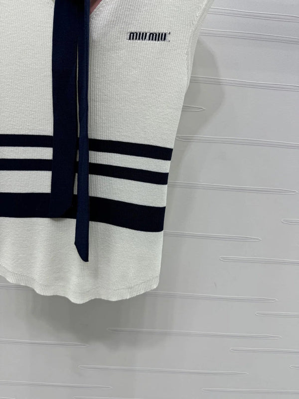MIU 25S ICE STRIPE KNIT VEST 264114