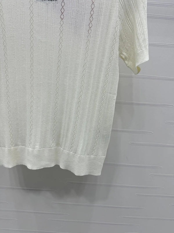 MIU 25S RHINESTONE COLLAR T-SHIRT 264095