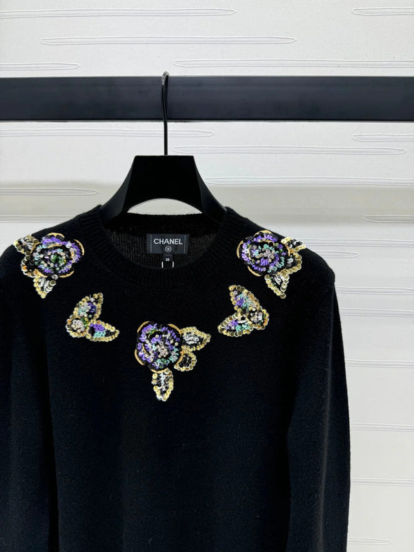 CHANEL SEQUIN CAMELLIA PULLOVER 274882