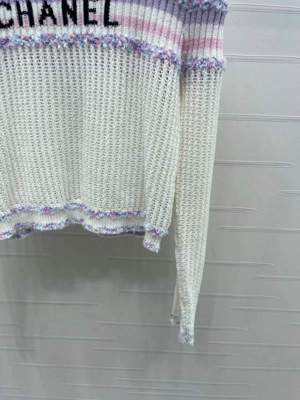 CHANEL 25S LONG SLEEVE OPEN-KNIT SWEATER STYLE 161