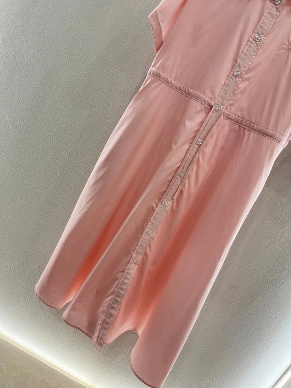 MIUMIU LIGHT PINK DRESS WITH DRAWSTRING WAIST