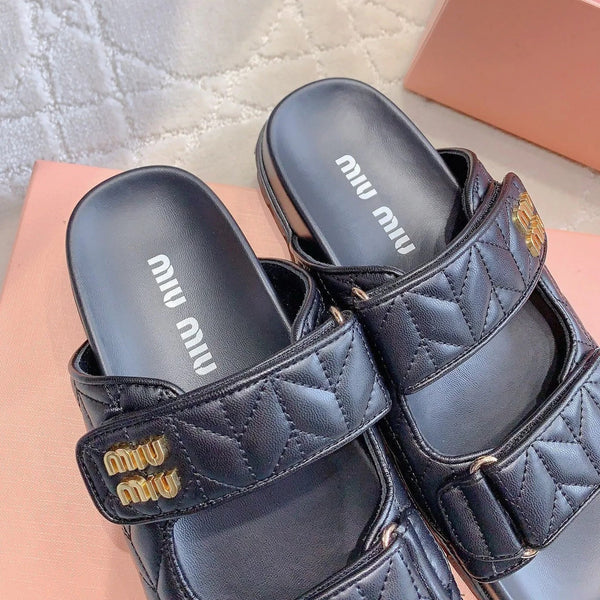 Black Stylized Slippers Sheepskin