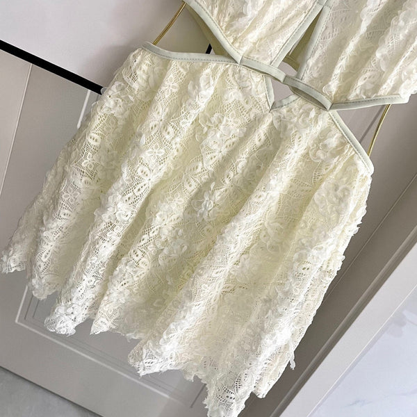 CC BIKINI SWIMSUIT SET IN WHITE LACE FABRIC 613726