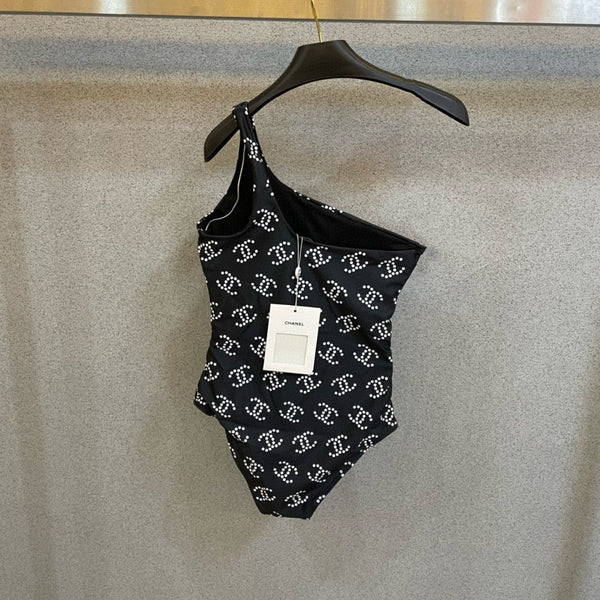 CC BIKINI SWIMSUIT SET IN BLACK AND WHITE LOGO PRINTED 615195