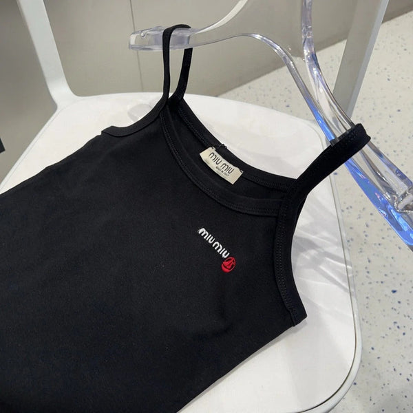 CAMISOLE 613779 IN BLACK COTTON RIBBED