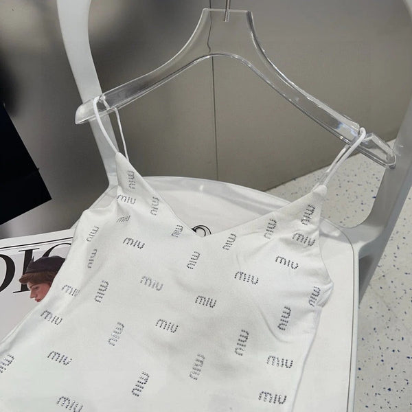 TOP CAMI 640628 IN MAGLIA DI COTONE BIANCO A COSTINE