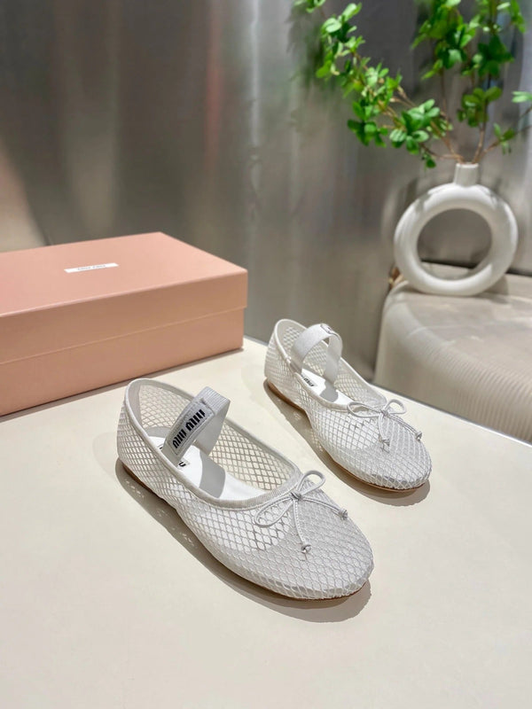 MARY JANE FLAT IN WHITE MESH