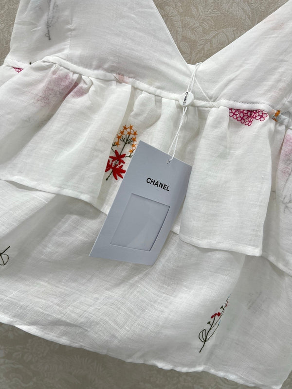 CHANEL RUFFLED SPAGHETTI STRAP TOP 272286