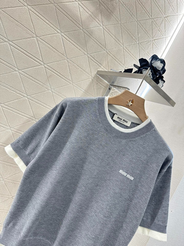 MIUMIU SHORT-SLEEVE KNIT TOP 276490