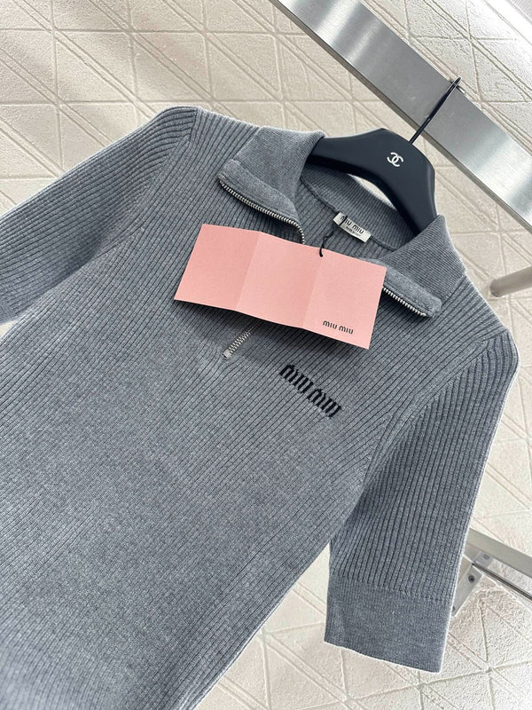 MIUMIU SHORT-SLEEVE KNIT POLO SHIRT STYLE 99