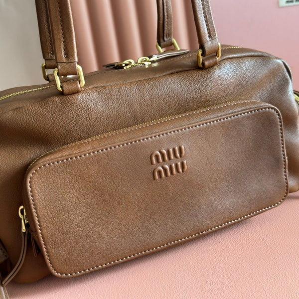 JOIE HAND BAG 32 IN TAWNY BROWN CALFSKIN