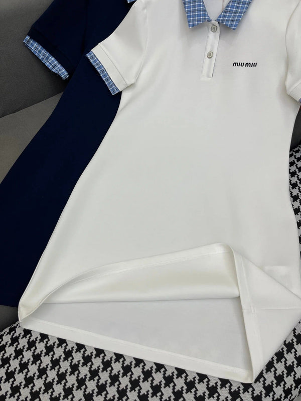 POLO SHIFT DRESS PLAID DESIGN PIQUÉ COTTON 266701