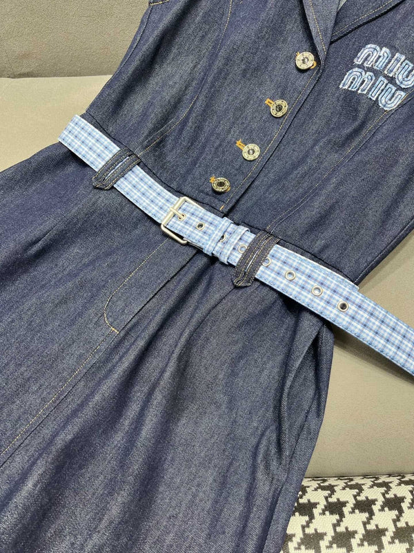 SLEEVELESS DENIM DRESS DARK INDIGO 266710