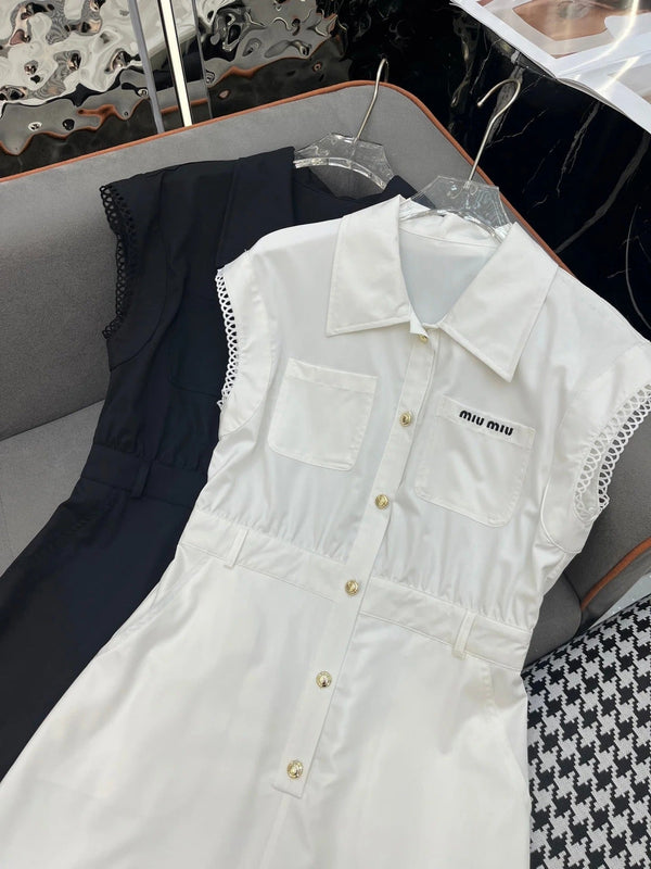 SLEEVELESS SHIRT DRESS – LONG LENGTH