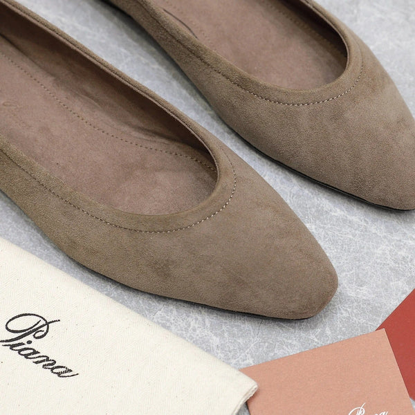 Classic Ballet Shoes In Heavy Brown Suede