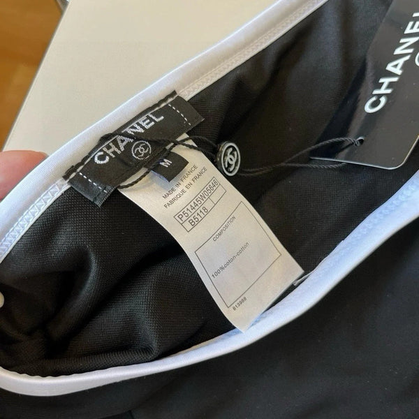 CC BIKINI SWIMSUIT SET IN BLACK AND WHITE TRIM 596500