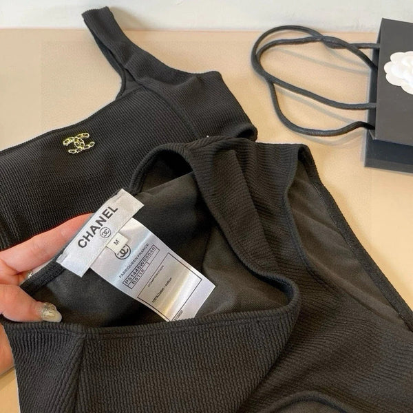 CC BIKINI SWIMSUIT SET IN BLACK ATTACHED WITH LOGO 629243